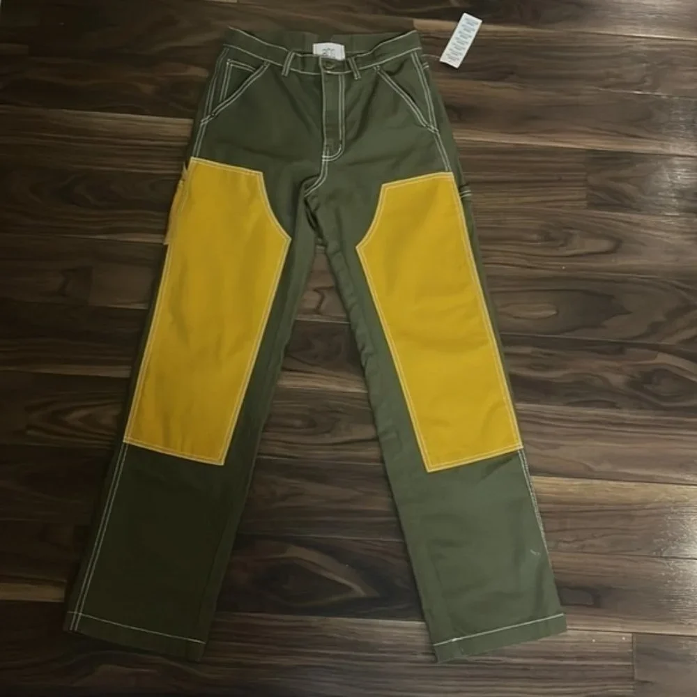 URBAN OUTFITTERS | NWT ๐ท๏ธ BDG cargo Canvas Carpenter Pant green yellow sz 25 - Picture 6 of 8